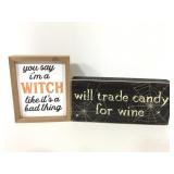 Two new funny adult Halloween wood block signs