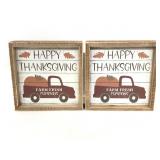Two Happy Thanksgiving Farm Fresh block signs