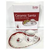 Party Concepts ceramic Santa cookie plate w/ mug