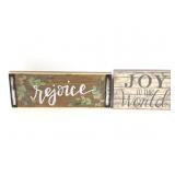 Rejoice and Joy to the World small wood signs