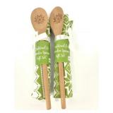 Two dish towel & wooden spoon gift sets