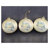Trio of Thomas Kinkade Christmas ball ornaments
