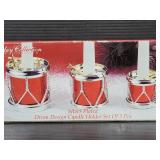 Set of 3 silver plated drum candle holders
