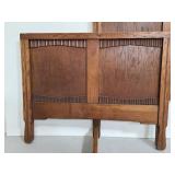 Antique English spoon cut oak youth bed