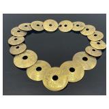 Vintage etched brass necklace