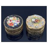 Pair of vintage micro mosaic pill boxes