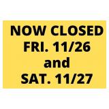 PLEASE READ: CLOSED THIS WEEK FOR ILLNESS