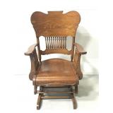 Early 1900s antique oak waterfall rocking chair