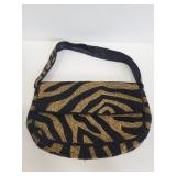 Swee Lo beaded black & gold zebra print handbag