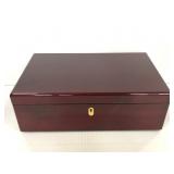 Glazed red wood felt lined jewelry box