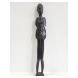 Carved wood African tribal woman statue
