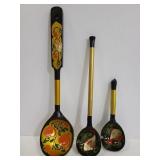 Decorative art wooden spoon trio