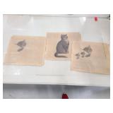 Three 1937 cat sketch prints