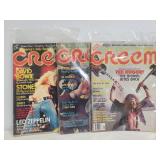 Three vintage 1970s Creem magazines