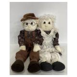 Vintage hand sewn wood block old folk dolls