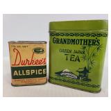 Vintage allspice and green tea tins