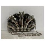Vintage scalloped metal clutch purse - Hong Kong