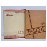 Two vintage 1942 and 44 Log year books