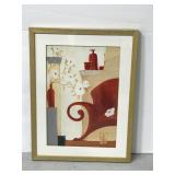 Framed living room with flowers print