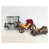 Vintage wood and metal car figures