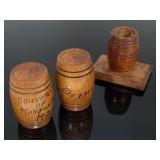 Vintage wood barrel shakers & toothpick holder