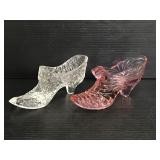 Vintage Fenton pink & clear glass shoes