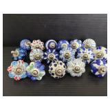 Collection of painted porcelain drawer pulls