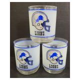 Set of 3 Detroit Lions glasses