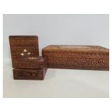 Vintage ornare carved wooden boxes