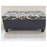 Ornate fabric top storage ottoman