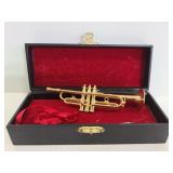 Mini brass trumpet with case