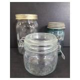 Trio of glass jars