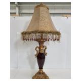 Crackle glass lamp with beaded shade