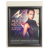 Framed and autographed Alicia Keys poster