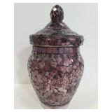 Mosaic glass jar with lid