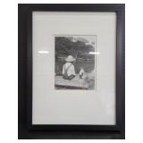 Framed bow fishing with dog photo