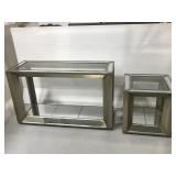 Mirrored & glass console table and end table