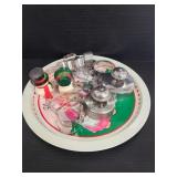 Tray with vintage cookie cutters and shakers