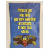 Humorous laminated poster