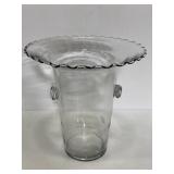 Huge vintage clear glass ruffle edge vase