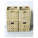 4 collapsible wicker bins w/ handle