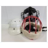 Polo helmet, horse muzzle and catchers mask