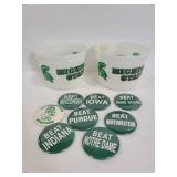 Michigan state buttons and plastic buckets