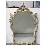 Ornate carved wooden frame plate glass mirror