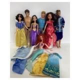 Disney prince & princess barbie doll lot