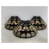 Three iridescent leaded slag glass wall lights