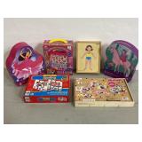 Lot of 6 girls puzzles, books, & activity sets