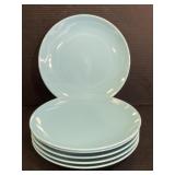 Six IKEA baby blue ceramic plates