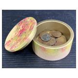 Box of 21 wheat pennies