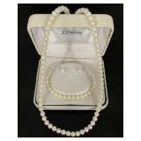 Genuine Pearl jewelry set 10k gold necklace clasp